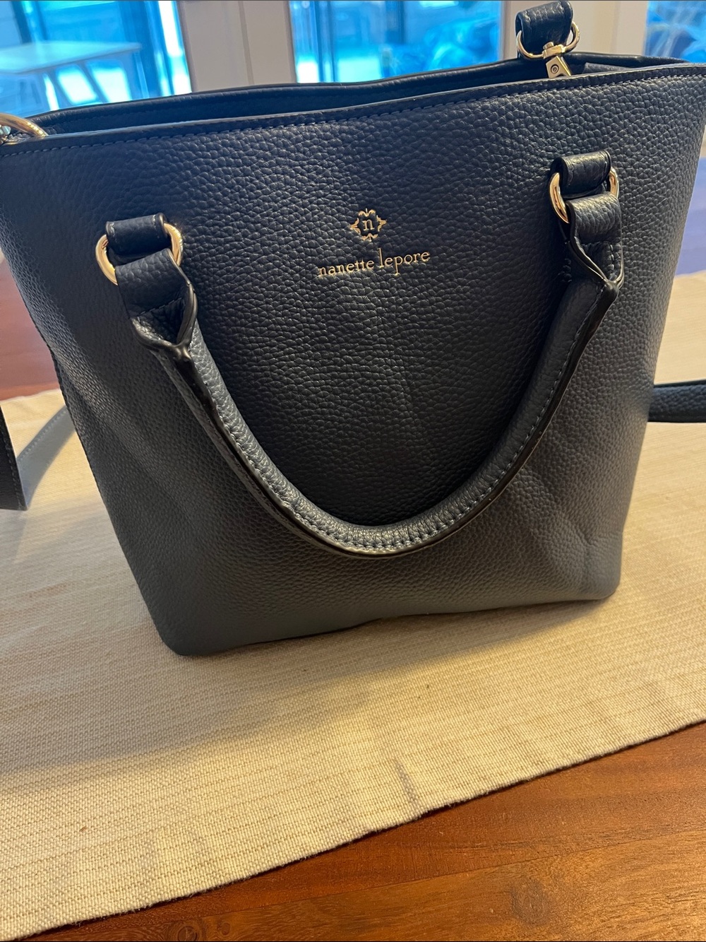 Nanette Lepore Blue/gray small Tote with Gold Hardware